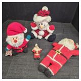 VTG Knitted Santa Claus/ Snowman Plush Figurines