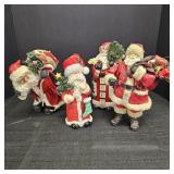 (4) Decorative Santa Figurines