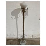 Vtg Torchiere brass base floor lamp. 57in H.,