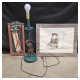 Golf Lamp, Wall Sign, & 18th Hole Print