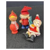2 Sweden wood ornaments & paper mache(?) santa