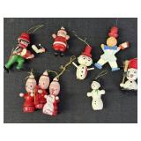 Variety of 9 wood Christmas ornaments, 2.5-4in.,