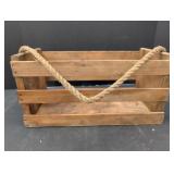 Small Wood Crate with Rope carrier