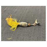 Brooks no. 7 weedless black, yellow, red lure