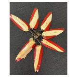 7 Red/White Spoon Fishing Lures,  3.5' w/Treble