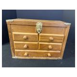 Wood machinist box/jewelry box, 16 x 8 11.5in H.,