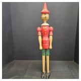 Vintage Hand-Painted Wooden Pinocchio 19.5in Doll