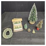 Assorted Bottle Brush Trees & Wreath