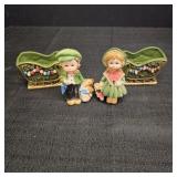 VTG Xmas Figures/Ornaments & Sleigh Candle Holders