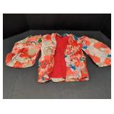 Child's Kimono bright orange floral 16in long