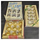 (3) Vintage Boxes of Xmas Ornaments: Golds