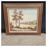 Signed & Framed Oil Painting Of A Rural Landscape