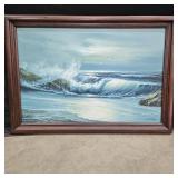 W. Chester Framed Oil Painting: Ocean Scene