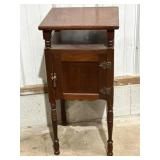 Antique smoking stand cabinet w/copper-lined