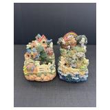 2 musical water fountains- birdhouses & ark