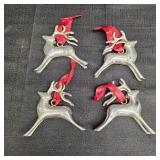 (4) VTG Heavy Silverplated Reindeer Xmas Ornaments