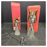 VTG Silver Toned Angel Candle Holders & Snuffer