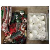 Christmas Decor, lights, ribbon