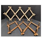 (2) Wooden accordion wall hangers for coats, hats