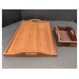 (2) wood serving trays 8in long x 5in wide