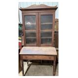 Antique oak drop front secretary hutch, 1pc.,