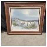 Framed Oil Painting of Costal Seascape by Sandler