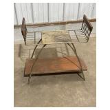Vtg. Wood & brass like swivel TV stand