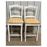 2 wood counter stools, 24in seat height, 40in