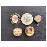 ID Badge Pin, Picture & Floral Brooches