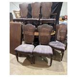 Oval dining Table w/6 cane back chairs, 2 leaves