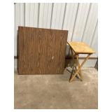 34in square table top(no legs) & wood TV tray.