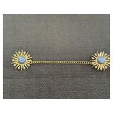 Gold-toned Teal Sunburst Collar Clip