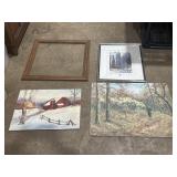 Canvas paintings, frame, and framed painting