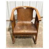 Antique wooden rocking chair w/curved 'pressed