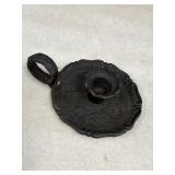 Cast iron chamberstick candle holder w/finger