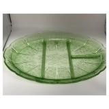 Uranium glass divided platters plate/tray