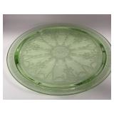 Uranium glass footed cake plate