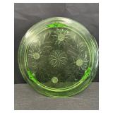 Sunflower Uranium Glass Cake Plate