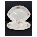Porcelain Low Bowl w/ Pink Floral Pattern