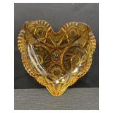 Amber Glass Heart Shaped Dish