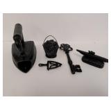 Iron Wall pocket, bucket of coal, trivet, key