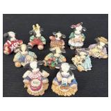 10 misc small Mary Moo figurines, tallest is