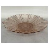 Pink depression glass dish with handles