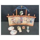 Mary Moos display house stand & misc. items,