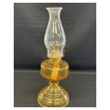 Gold Glass &  Eagle Brass Pedestal Oil  Lamp