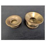 (2) brass colored metal spittoons 1.5in & 2in tall
