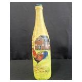 Hand painted & crafted wine bottle w/ rooster &