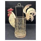 Chicken w/chicken wire body hanging lantern w/