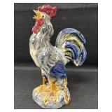 Glazed ceramic (Majolica?) 12in rooster, tip of