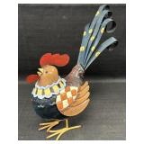 Art metal rooster, 11in H